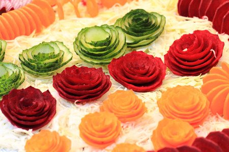 vegetable decoration from cucumber, carrot and others