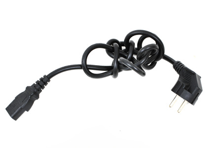 electric connection computer wire with kink isolated on the white background
