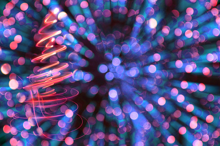 christmas tree in the dark viollet nightの写真素材