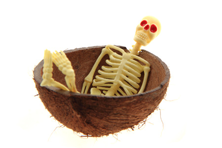 small human skeleton isolated on the white background