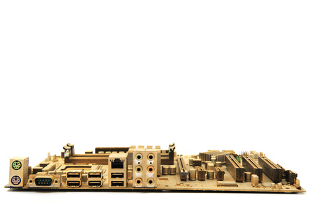 computer motherboard isolated on the white backgroundの写真素材