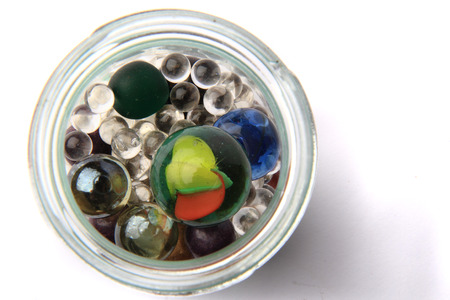 small glass spheres isolated on the white backgroundの写真素材