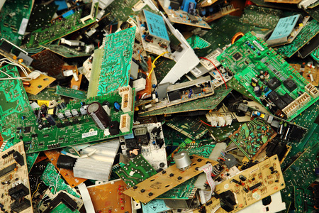 electronic circuits garbage as background from recycle industryの写真素材