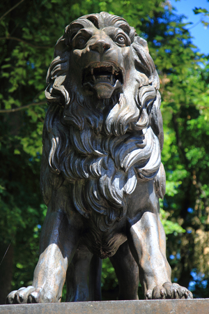 Jesenik,Czech Republic-July 19,2016: statue - Lion,It is worlds first hydrotherapy institute.のeditorial素材