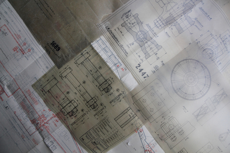 old paper construction plans as nice backgroundの写真素材