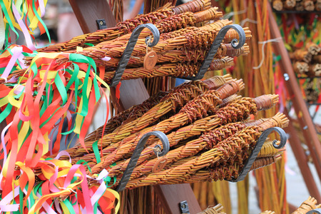 traditional czech easter rods as holiday backgroundの写真素材
