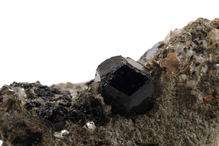 schorl mineral isolated on the white backgroundの写真素材