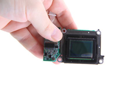 cmos chip from camera isolated on the white background