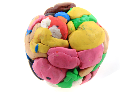 color plasticine sphere isolated on the white backgroundの写真素材