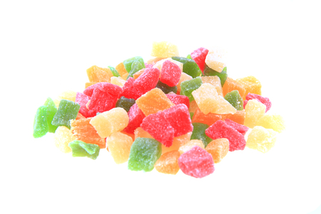 color fruits candy isolated on the white backgroundの写真素材