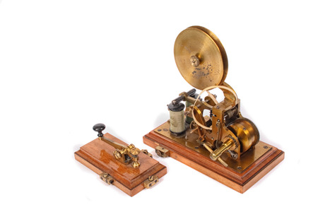 very old telegraph on the white backgroundの写真素材