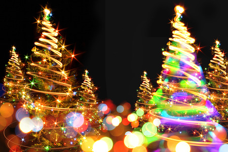 christmas tree from the color xmas lights as nice holiday background