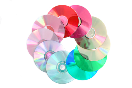 cd and dvd isolated on the white backgroundの写真素材