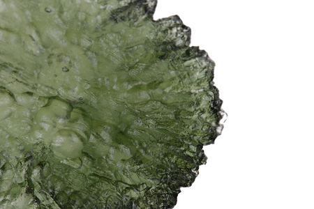 green moldavite mineral isolated on the white backgroudの写真素材