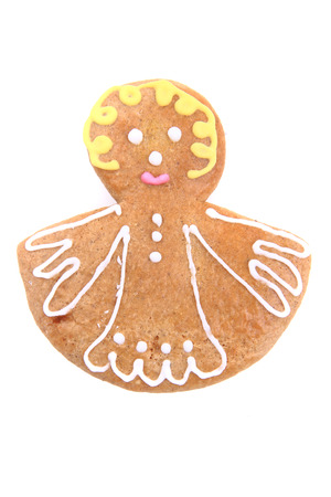 angel as christmas gingerbread isolated on the white backgroundの写真素材