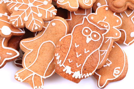 christmas gingerbread isolated on the white backgroundの写真素材