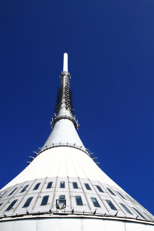 jested tower and blue sky as old technology constructionの写真素材