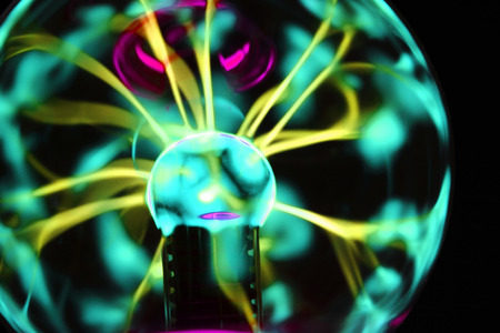 plasma lamp experiment as very nice color backgroundの写真素材