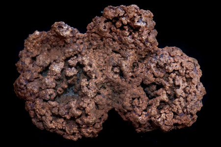 copper metal mineral isolated on the black background