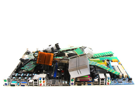 computer parts isolated on the white backgroundの写真素材