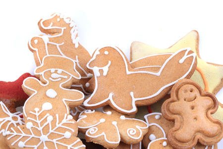 christmas cookies and gingerbread isolated on the white background