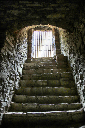 very old prison window as nice backgroundのeditorial素材