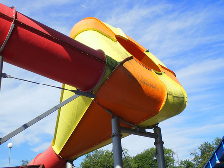 toboggan in water park as nice aquapark entertainmentの写真素材