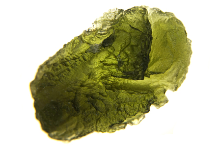 moldavite mineral isolated on the white backgroundの写真素材