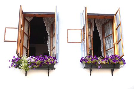 open windows with flowers as very nice background