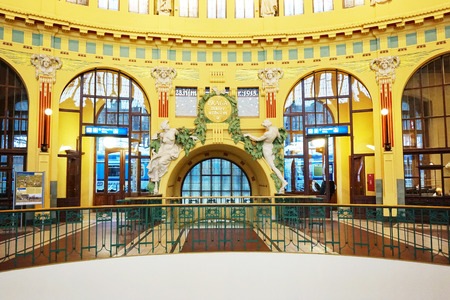 Prague main station old interior as nice backgroundのeditorial素材