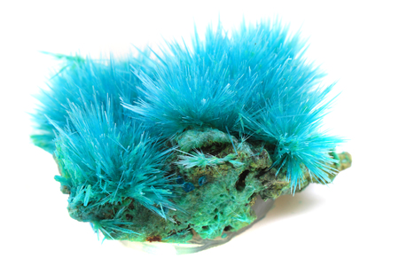 Copper (II) chloride as synthetic mineral isolated on white backgroundの写真素材