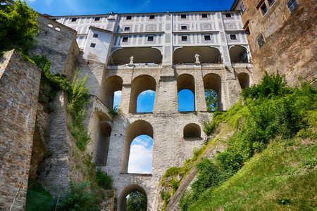 romantic Cesky Krumlov castle in the czech republicのeditorial素材