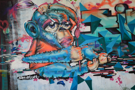 OSTRAVA, CZECH REPUBLIC - june 1:The Nadrazni street since the 2010s filled by abstract color graffiti on June 1, 2015 (city scene)のeditorial素材