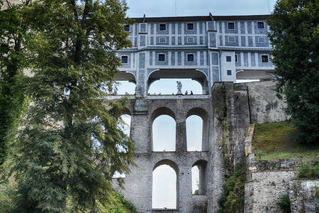 romantic Cesky Krumlov castle in the czech republicのeditorial素材