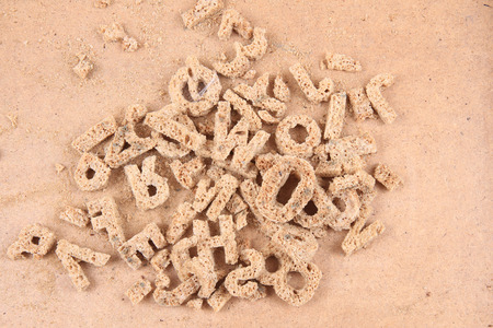 old letters from bread as nice homemade toyの写真素材