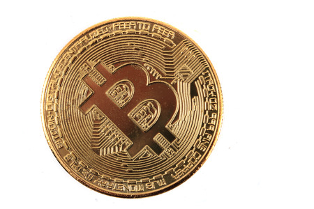 golden bitcoin isolated on the white background