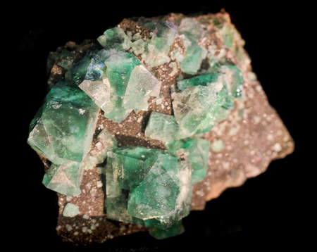 fluorite mineral isolated on the black backgroundの写真素材