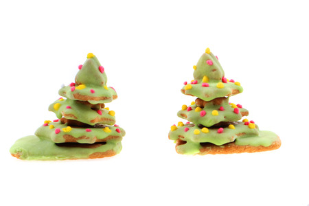 christmas gingerbread tree isolated on the white backgroundの写真素材