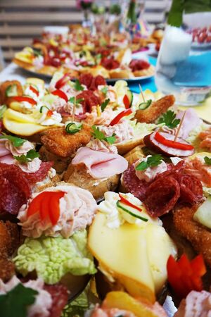 special czech one side sandwiches as food backgroundの写真素材