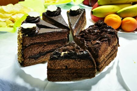 chocolate cake as great desert from czech partyの写真素材
