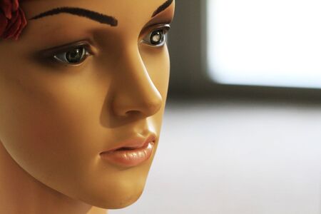 detail of plastic nice fashion figurine head
