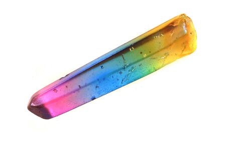 rainbow natural crystal jade isolated on the white backgroundの写真素材