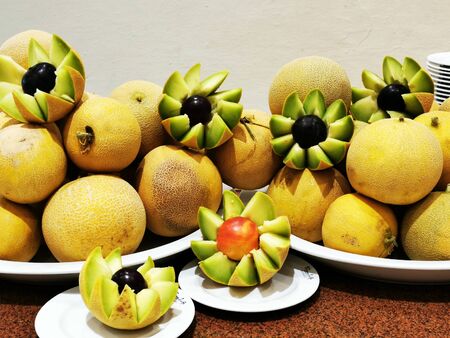 fresh green melon as nice food background