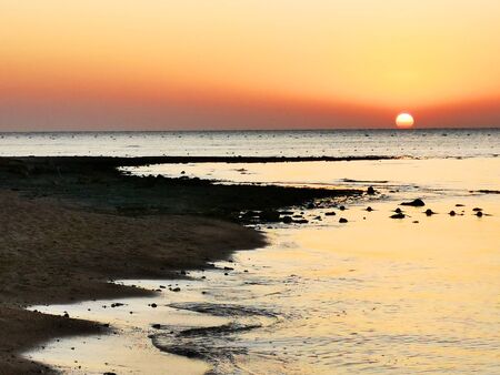 sunset in egypt, beach near Red seaの写真素材