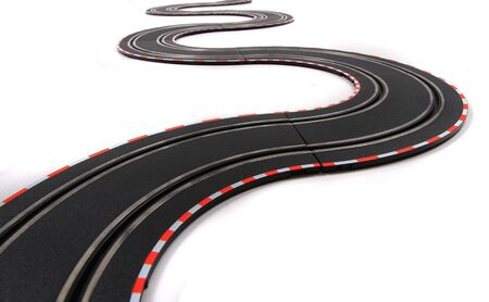 toy car racing track isolated on the white backgroundの写真素材