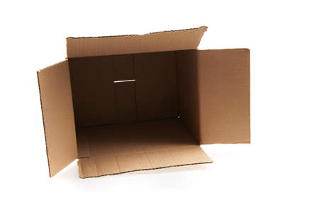 empty open cardboard box isolated on the white background