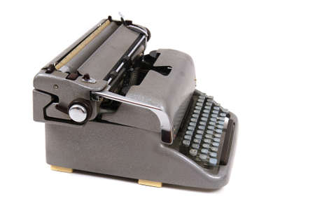 old typing machine isolated on the white background