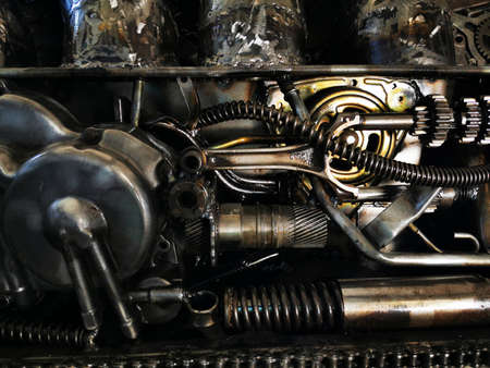 iron steampunk cogwheel texture as technology backgroundの写真素材