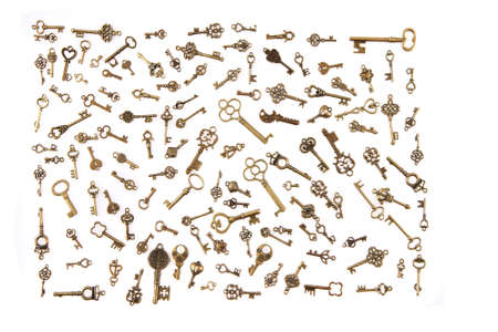 old vintage keys isolated on the white background