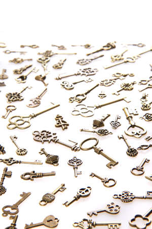 old vintage keys isolated on the white background